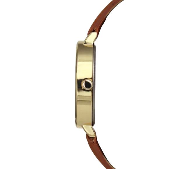 NEW INC Womens Cinnamon Faux-Leather WATCH 35mm & Gold BRACELET Set Macys Boxed - Picture 3 of 7